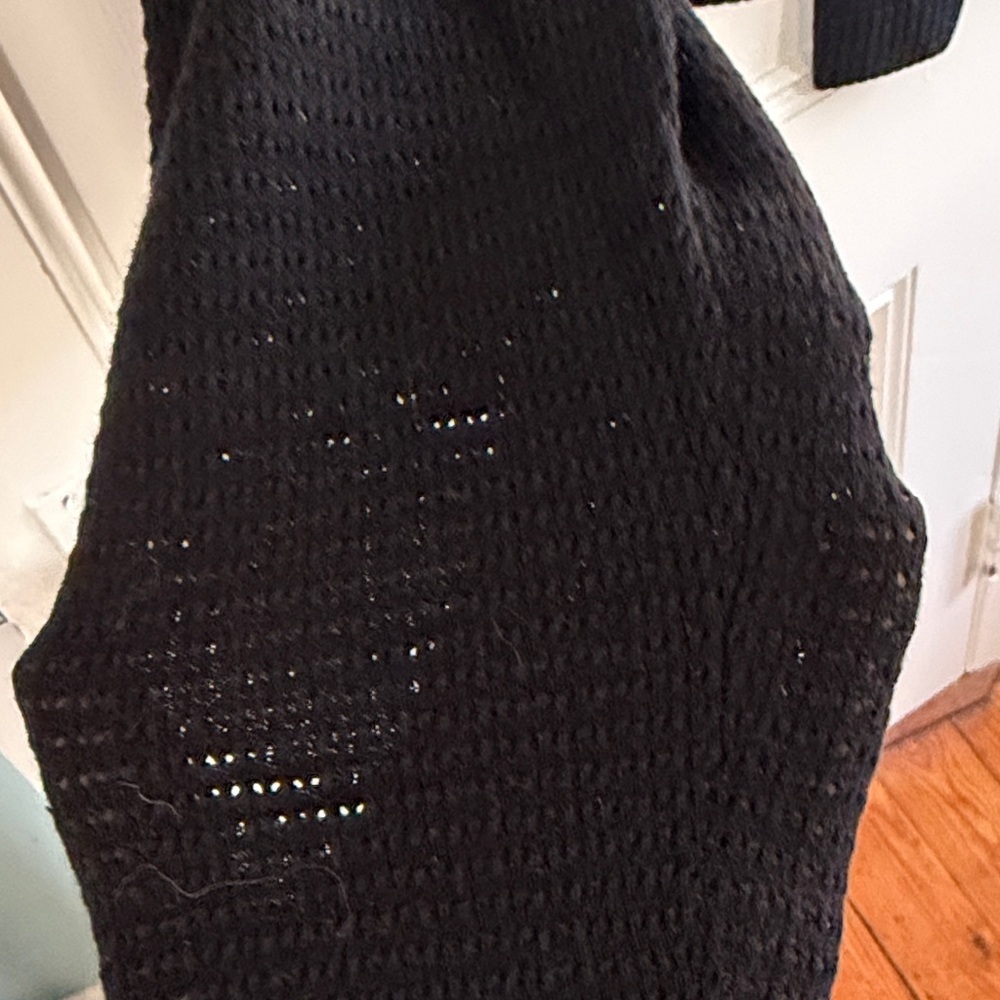 Sandro Black Button-Up Ribbed Crewneck Cardigan - Picture 4 of 8